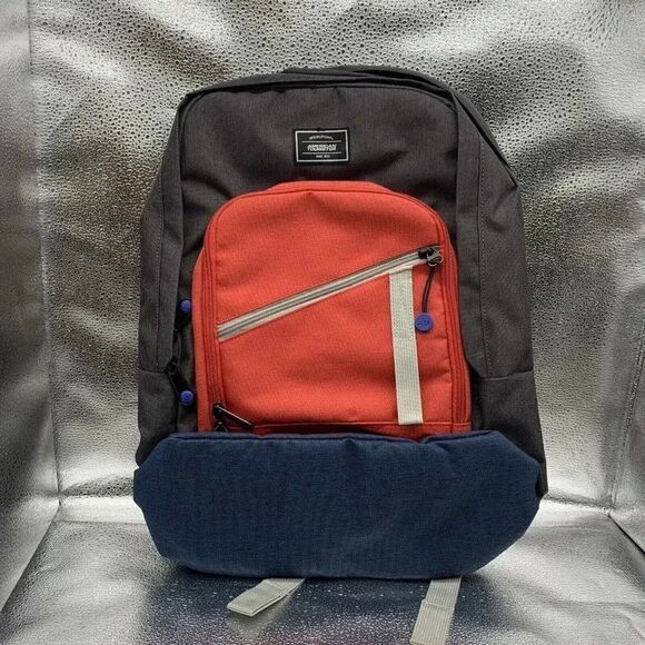 American Tourister 102968-1186 Keystone Backpack Charcoal and Red Color Z375 - Picture 1 of 2
